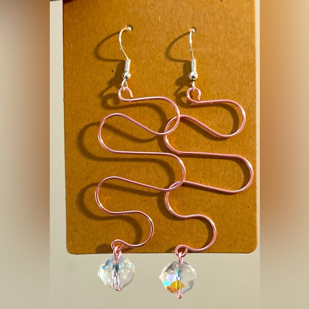 Light Pink Wavy Earrings
